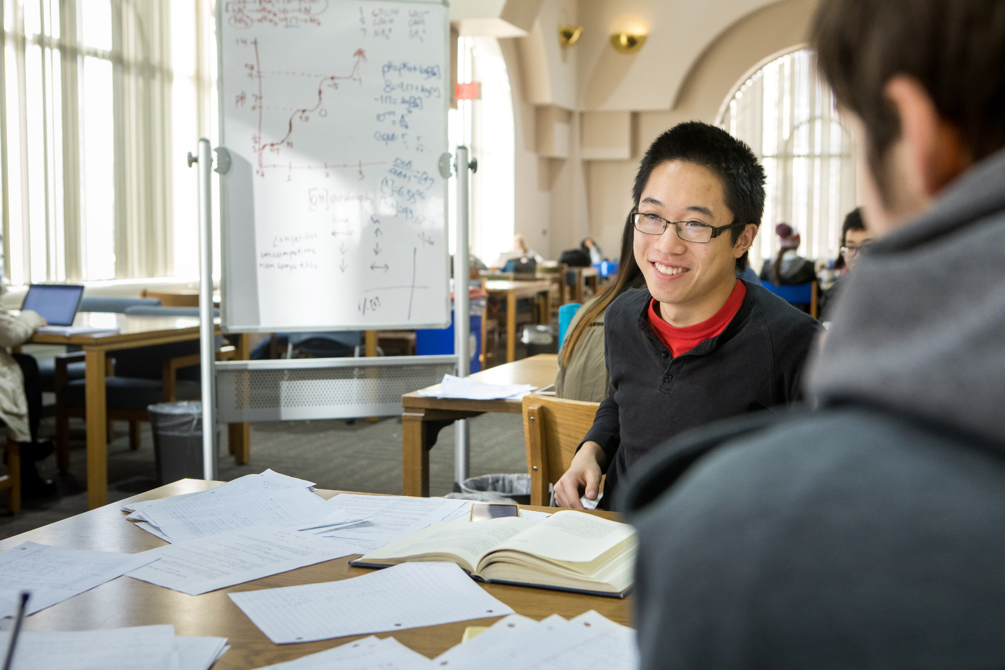 two students studying